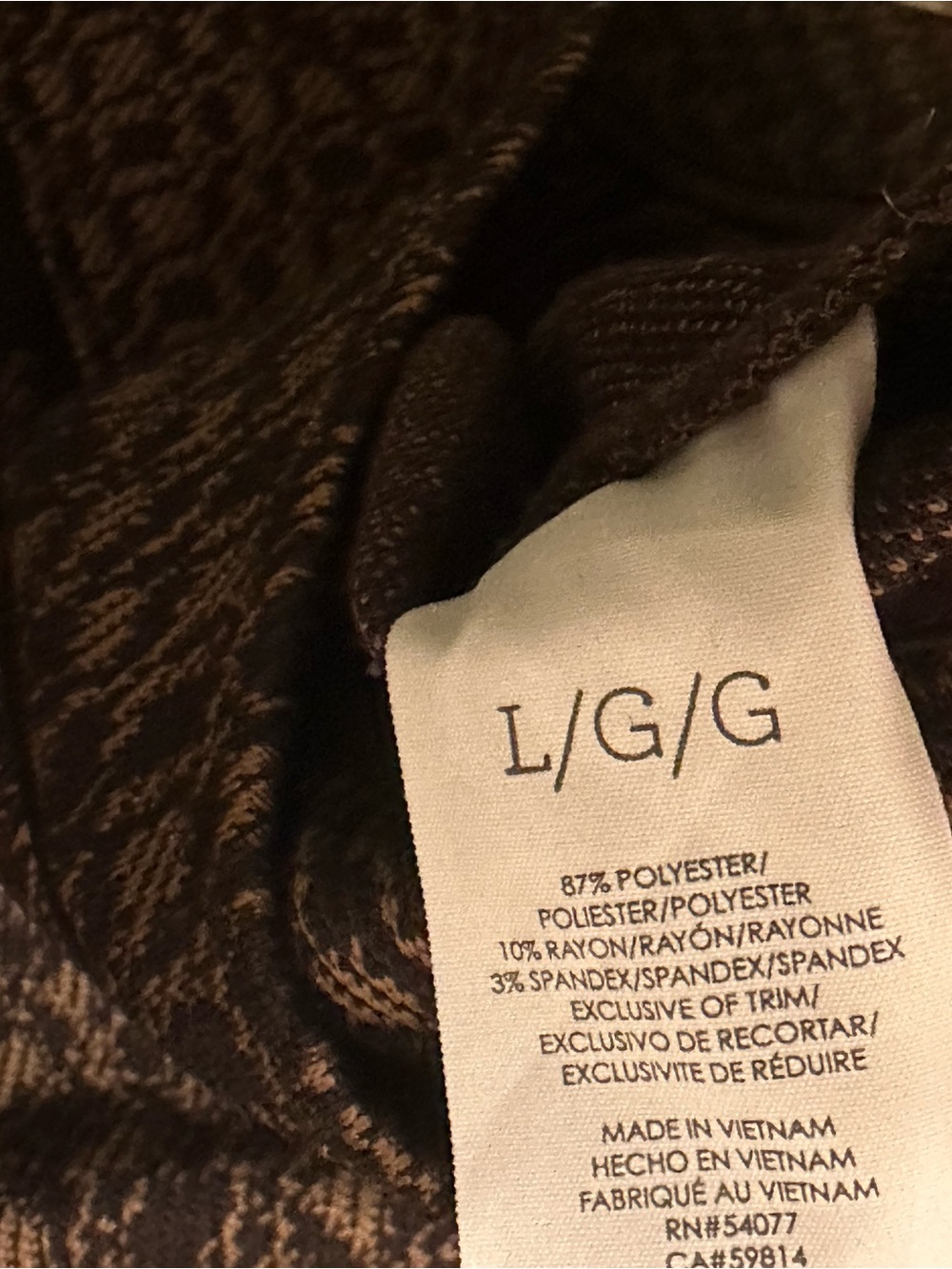 CAbi Brown Black Geometric Jacket Button Pockets Style 4494 Size L